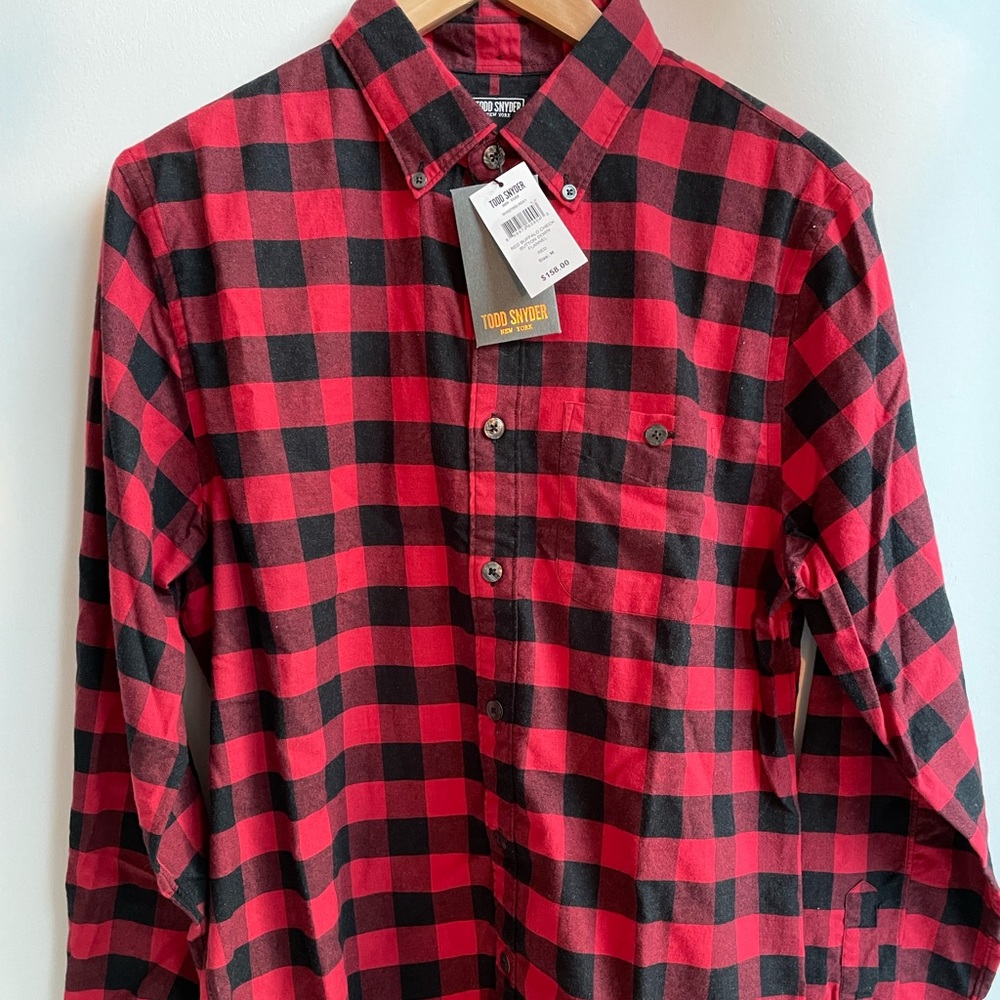 NWT Todd Snyder Portuguese Flannel Button Down Shirt Red Buffalo Check